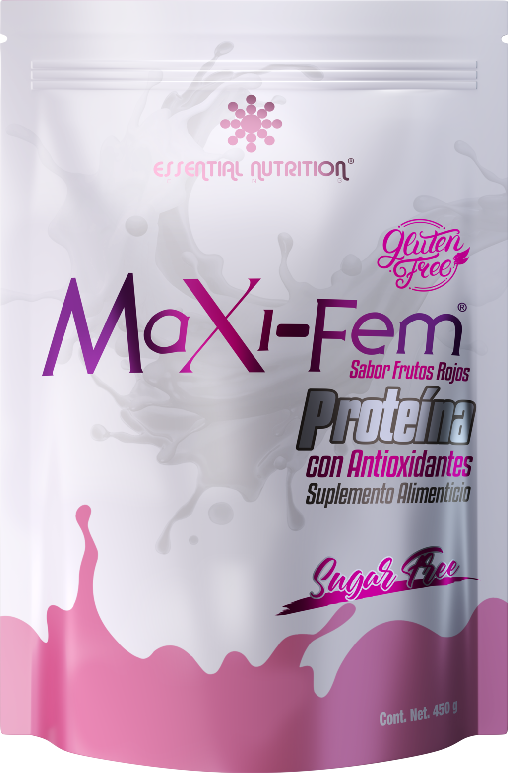 Maxi-fem, Proteína en Polvo Sabor Frutos Rojos 450 g