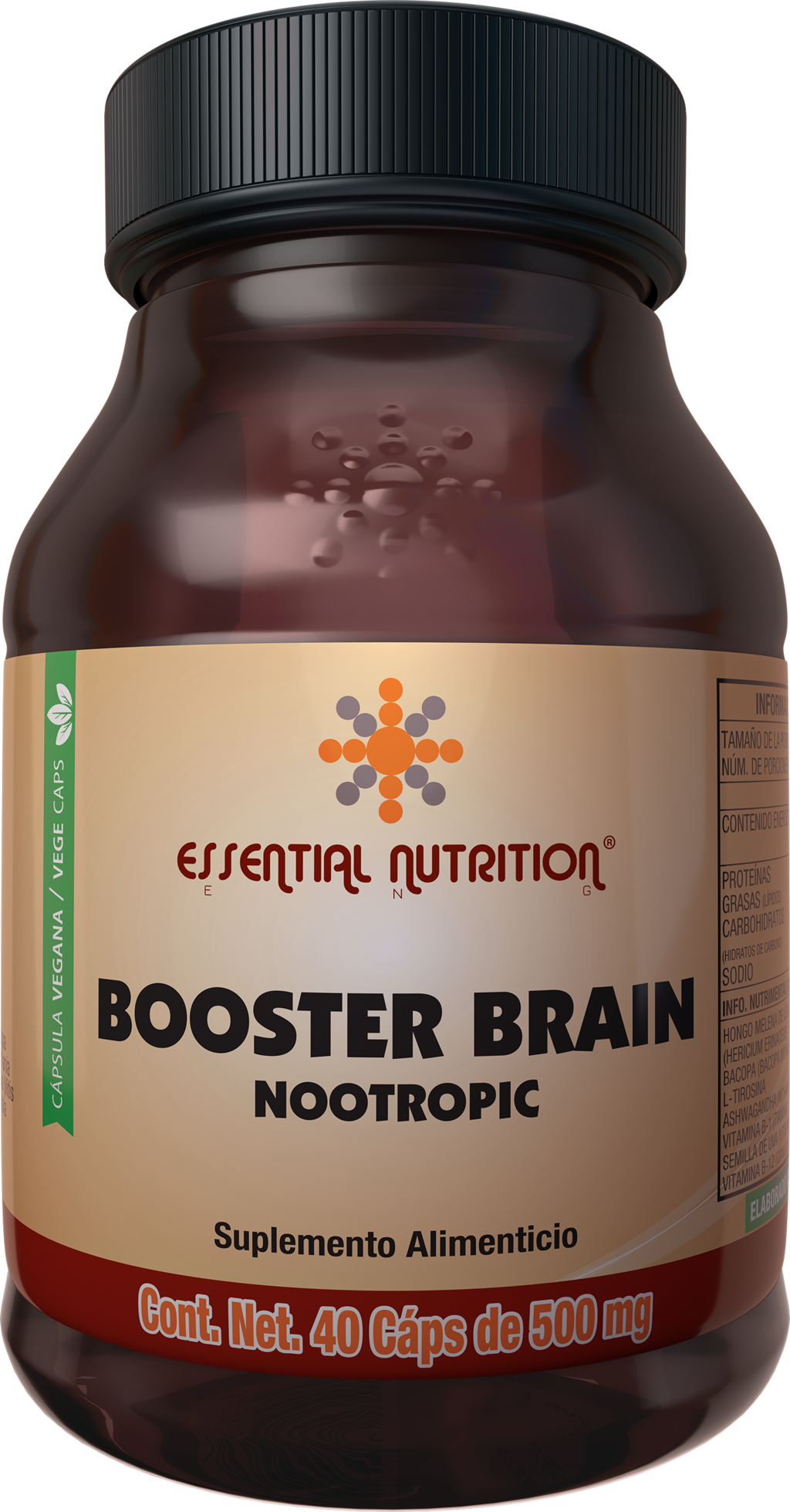 Booster Brain Nootropic 40 Cápsulas Veganas de 500 mg