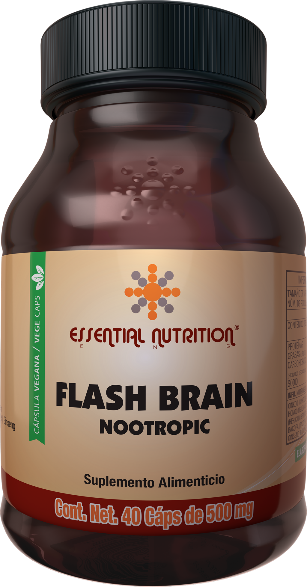 Flash Brain Nootropic 40 cápsulas Veganas de 500 mg