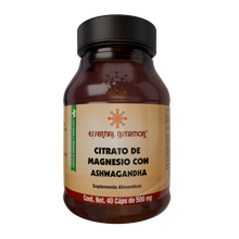 Cargar imagen en el visor de la galería, Citrato de Magnesio y Ashwagandha 40 Cápsulas Vegetales de 500 mg
